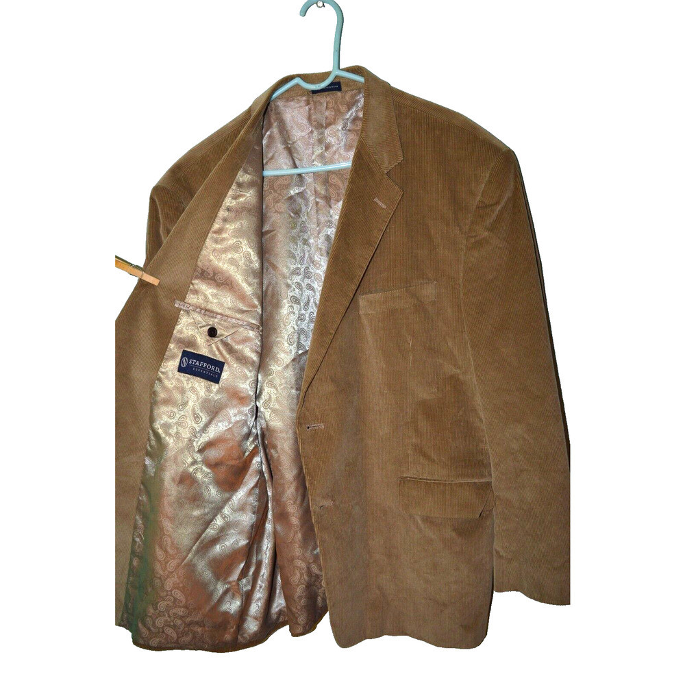 MINT 50R STAFFORD Men's Brown Tan Corduroy Cotton 2 Btn Sports Coat Jacket